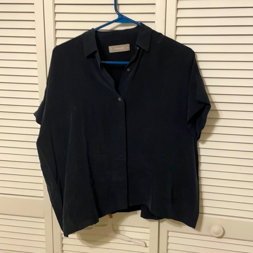 Everlane Navy Silk top 00